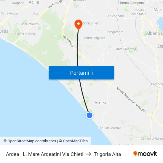 Ardea | L. Mare Ardeatini Via Chieti to Trigoria Alta map