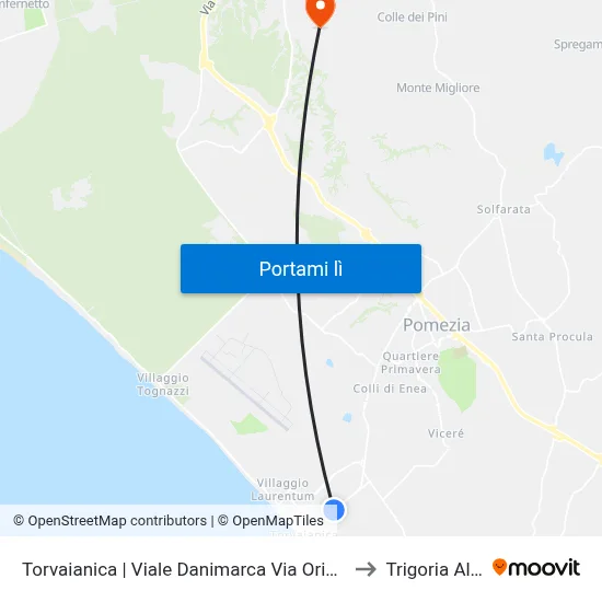 Torvaianica | Viale Danimarca Via Orione to Trigoria Alta map
