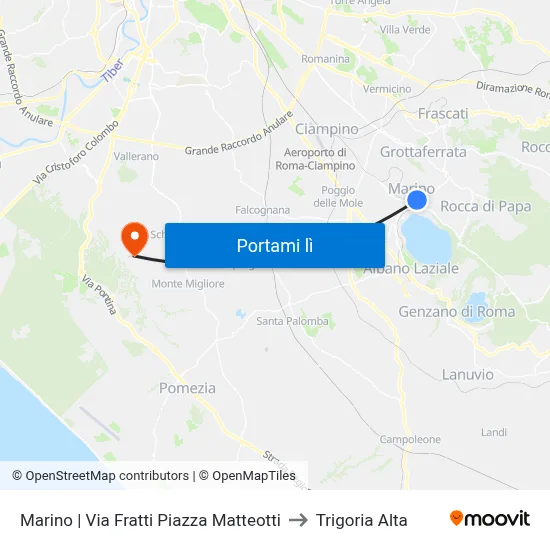 Marino | Via Fratti Piazza Matteotti to Trigoria Alta map