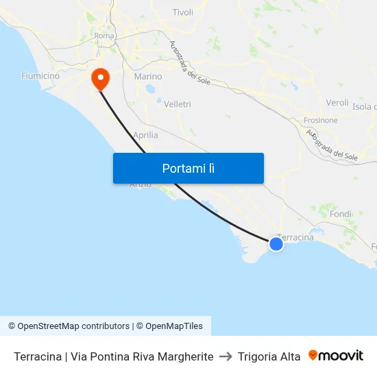 Terracina | Via Pontina Riva Margherite to Trigoria Alta map