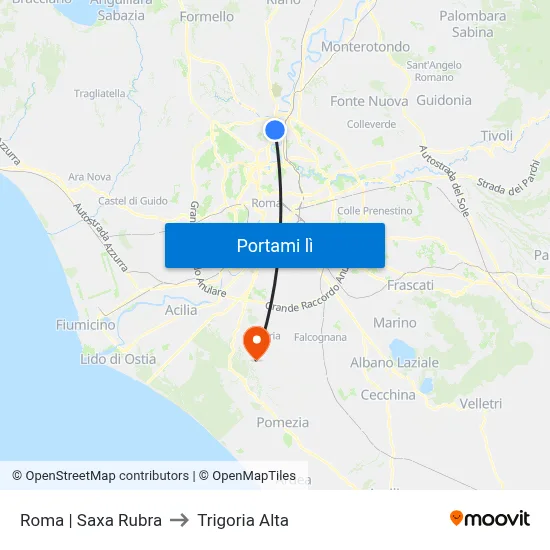 Roma | Saxa Rubra to Trigoria Alta map