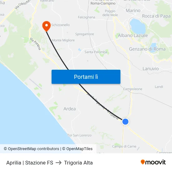 Aprilia | Stazione FS to Trigoria Alta map