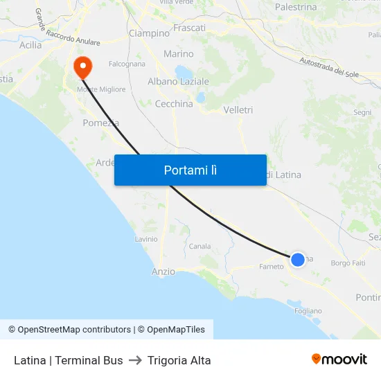 Latina | Terminal Bus to Trigoria Alta map