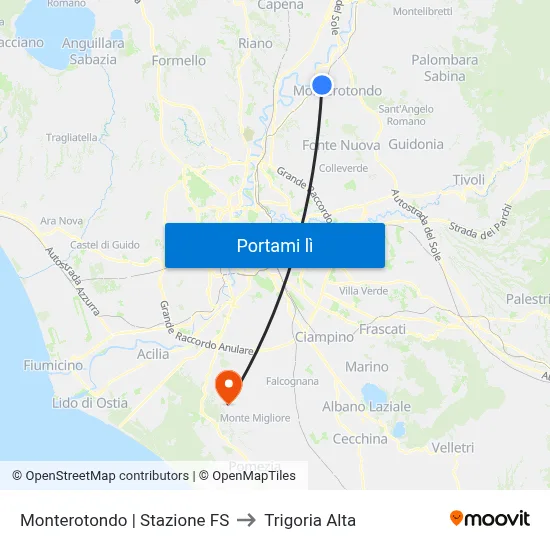 Monterotondo | Stazione FS to Trigoria Alta map
