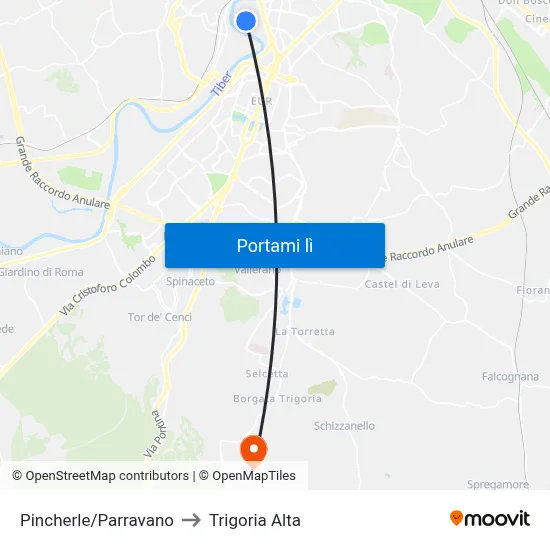 Pincherle/Parravano to Trigoria Alta map