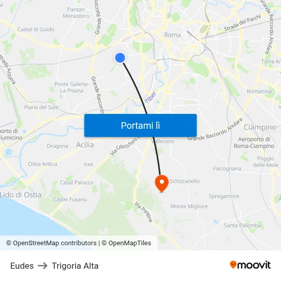 Eudes to Trigoria Alta map