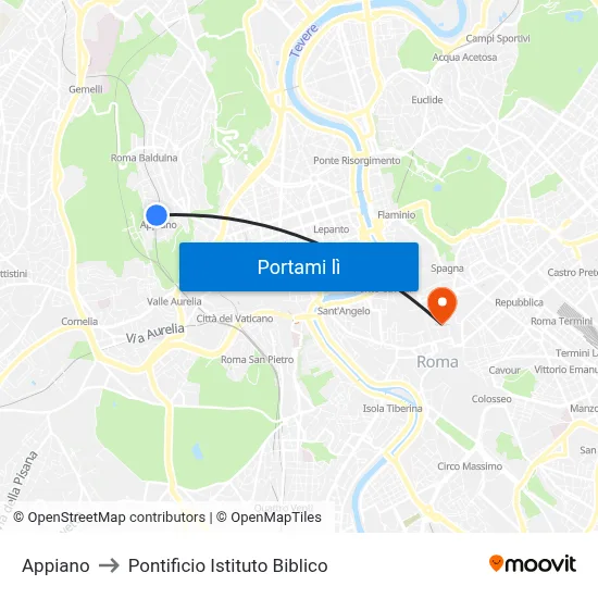 Appiano to Pontificio Istituto Biblico map