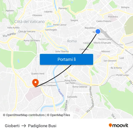 Gioberti to Padiglione Busi map