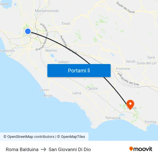 Roma Balduina to San Giovanni Di Dio map