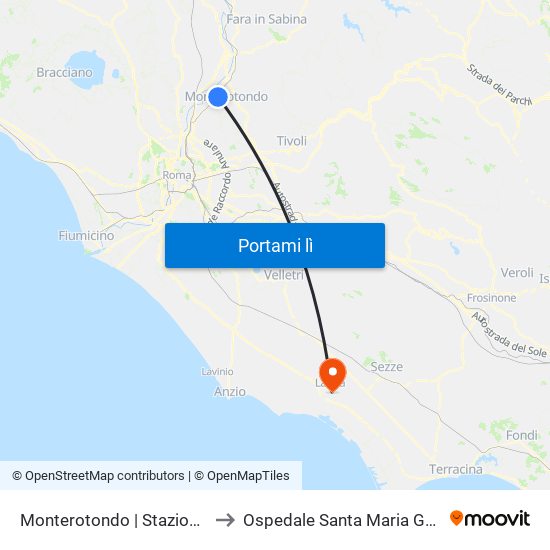 Monterotondo | Stazione FS to Ospedale Santa Maria Goretti map