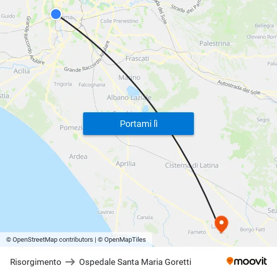 Risorgimento to Ospedale Santa Maria Goretti map
