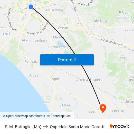 S. M. Battaglia (Mb) to Ospedale Santa Maria Goretti map