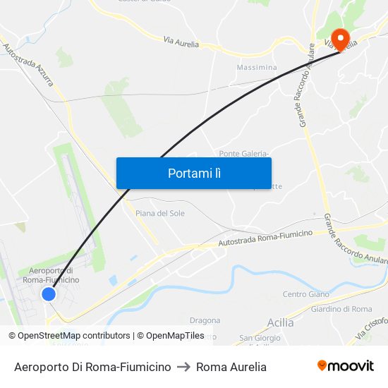 Aeroporto Di Roma-Fiumicino to Roma Aurelia map