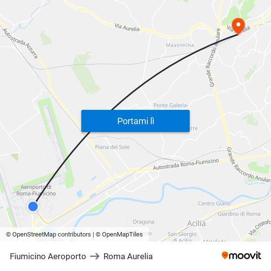Fiumicino Aeroporto to Roma Aurelia map
