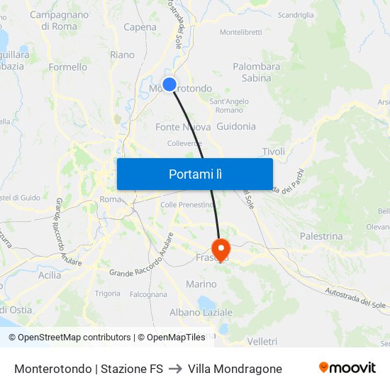 Monterotondo | Stazione FS to Villa Mondragone map