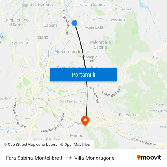 Fara Sabina-Montelibretti to Villa Mondragone map