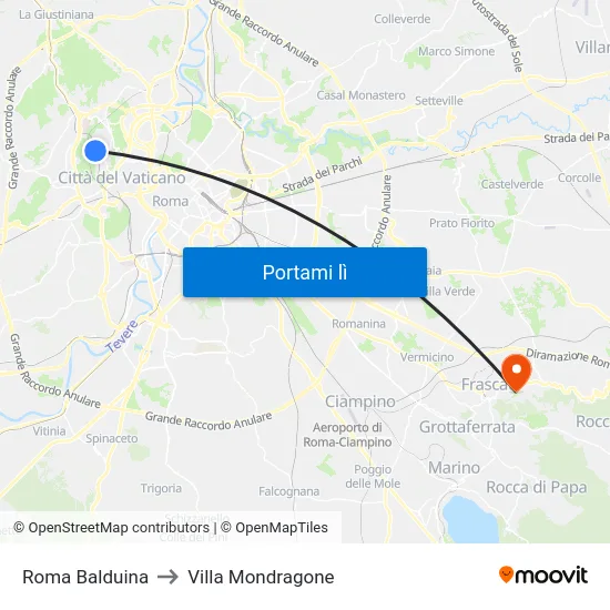Roma Balduina to Villa Mondragone map