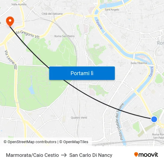 Marmorata/Caio Cestio to San Carlo Di Nancy map