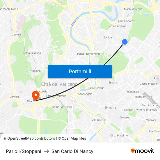 Parioli/Stoppani to San Carlo Di Nancy map