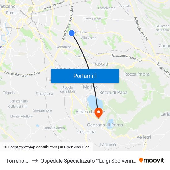 Torrenova to Ospedale Specializzato ""Luigi Spolverini"" map