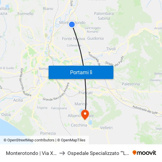 Monterotondo | Via XX Settembre to Ospedale Specializzato ""Luigi Spolverini"" map