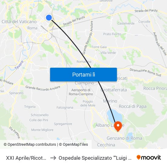 XXI Aprile/Ricotti (Mb) to Ospedale Specializzato ""Luigi Spolverini"" map