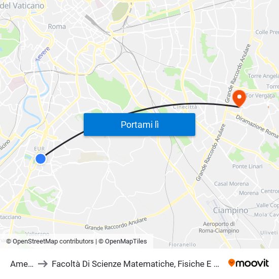 America to Facoltà Di Scienze Matematiche, Fisiche E Naturali (Sogene) map