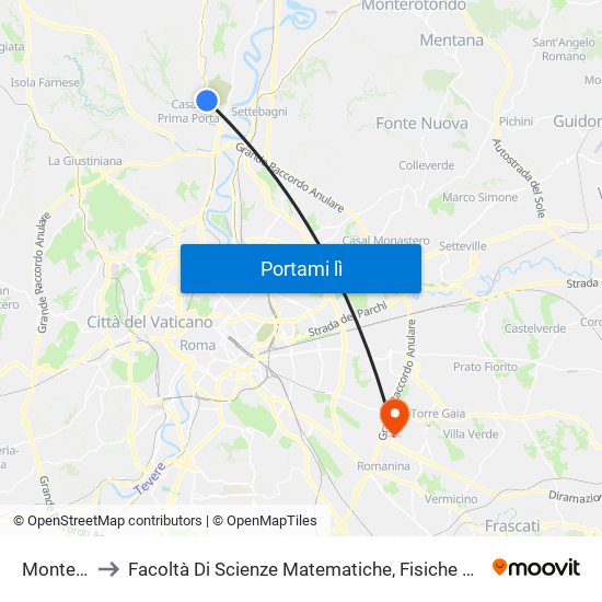 Montebello to Facoltà Di Scienze Matematiche, Fisiche E Naturali (Sogene) map