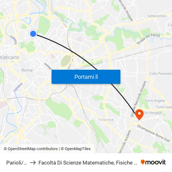 Parioli/Oxilia to Facoltà Di Scienze Matematiche, Fisiche E Naturali (Sogene) map