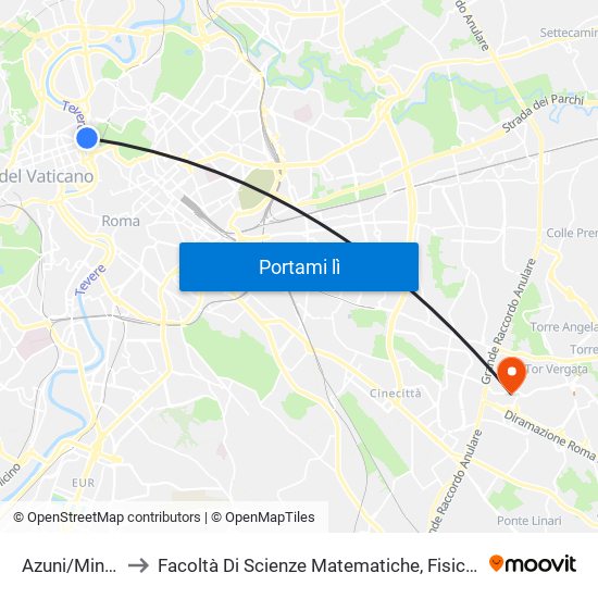 Azuni/Min. Marina to Facoltà Di Scienze Matematiche, Fisiche E Naturali (Sogene) map