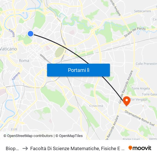 Bioparco to Facoltà Di Scienze Matematiche, Fisiche E Naturali (Sogene) map