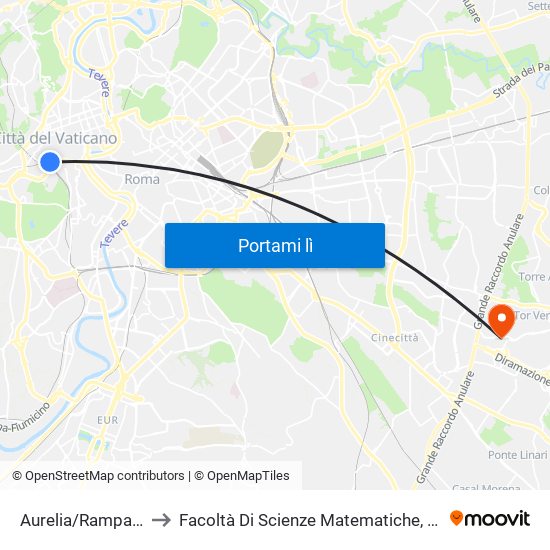 Aurelia/Rampa V.le Vaticano to Facoltà Di Scienze Matematiche, Fisiche E Naturali (Sogene) map