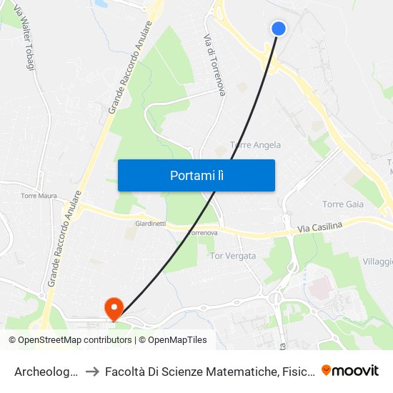 Archeologia/Cochi to Facoltà Di Scienze Matematiche, Fisiche E Naturali (Sogene) map