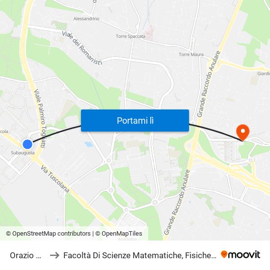 Orazio Pulvillo to Facoltà Di Scienze Matematiche, Fisiche E Naturali (Sogene) map