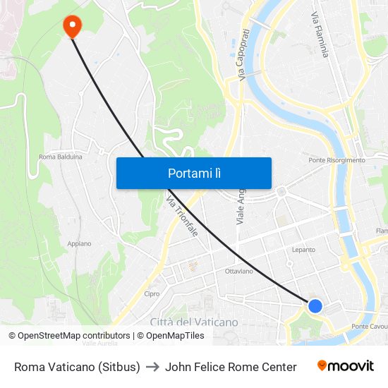 Roma Vaticano (Sitbus) to John Felice Rome Center map