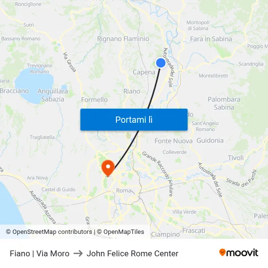 Fiano | Via Moro to John Felice Rome Center map