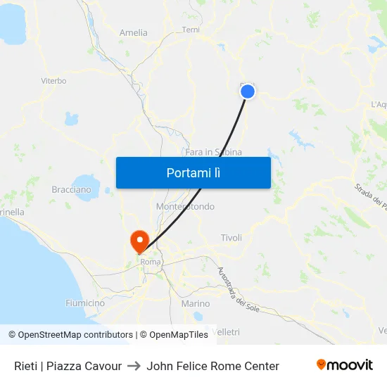 Rieti | Piazza Cavour to John Felice Rome Center map