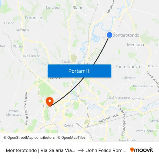 Monterotondo | Via Salaria Via Marmolada to John Felice Rome Center map