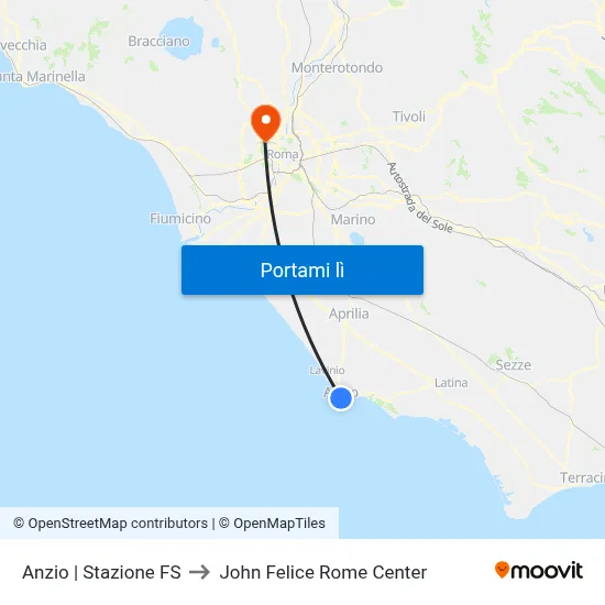 Anzio | Stazione FS to John Felice Rome Center map