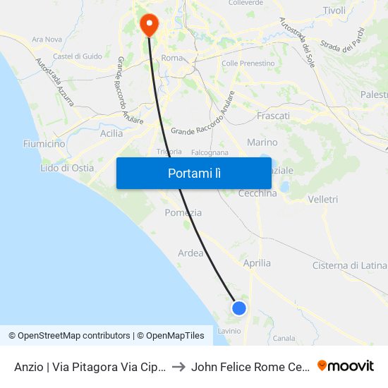 Anzio | Via Pitagora Via Cipriani to John Felice Rome Center map
