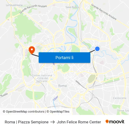 Roma | Piazza Sempione to John Felice Rome Center map