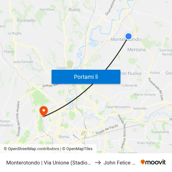 Monterotondo | Via Unione (Stadio) | Liceo Scientifico G.Peano to John Felice Rome Center map