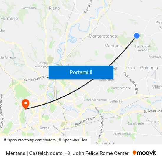 Mentana | Castelchiodato to John Felice Rome Center map