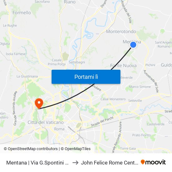 Mentana | Via G.Spontini 57 to John Felice Rome Center map
