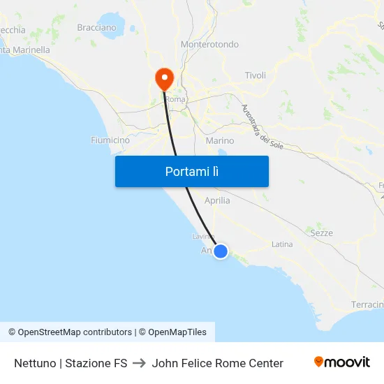 Nettuno | Stazione FS to John Felice Rome Center map