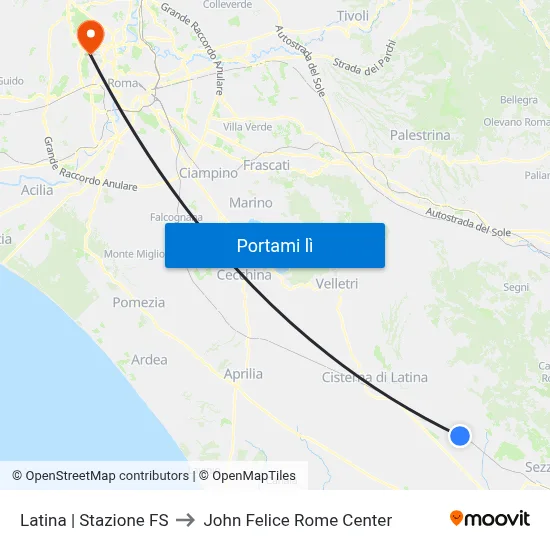 Latina | Stazione FS to John Felice Rome Center map