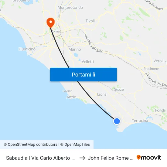 Sabaudia | Via Carlo Alberto Via Teano to John Felice Rome Center map
