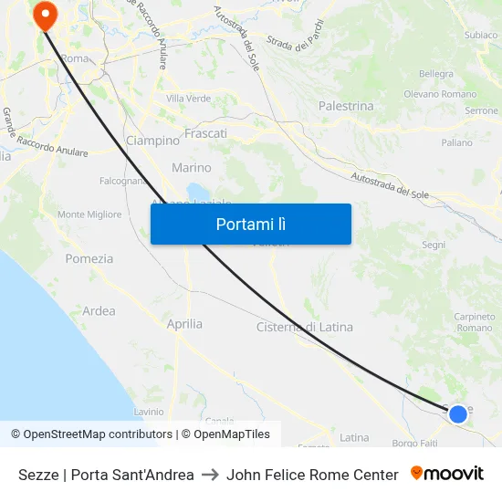Sezze | Porta Sant'Andrea to John Felice Rome Center map