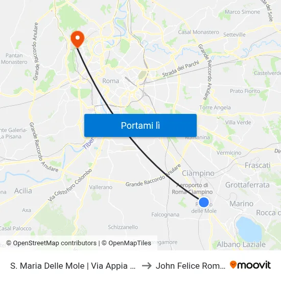 S. Maria Delle Mole | Via Appia (Palaghiaccio) to John Felice Rome Center map