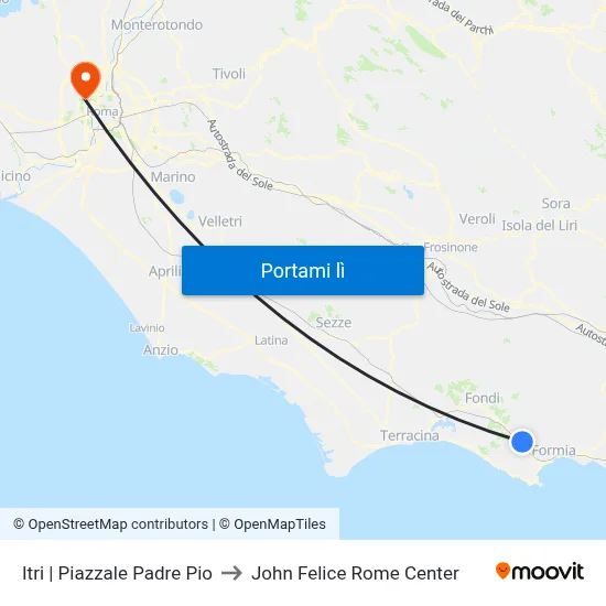 Itri | Piazzale Padre Pio to John Felice Rome Center map